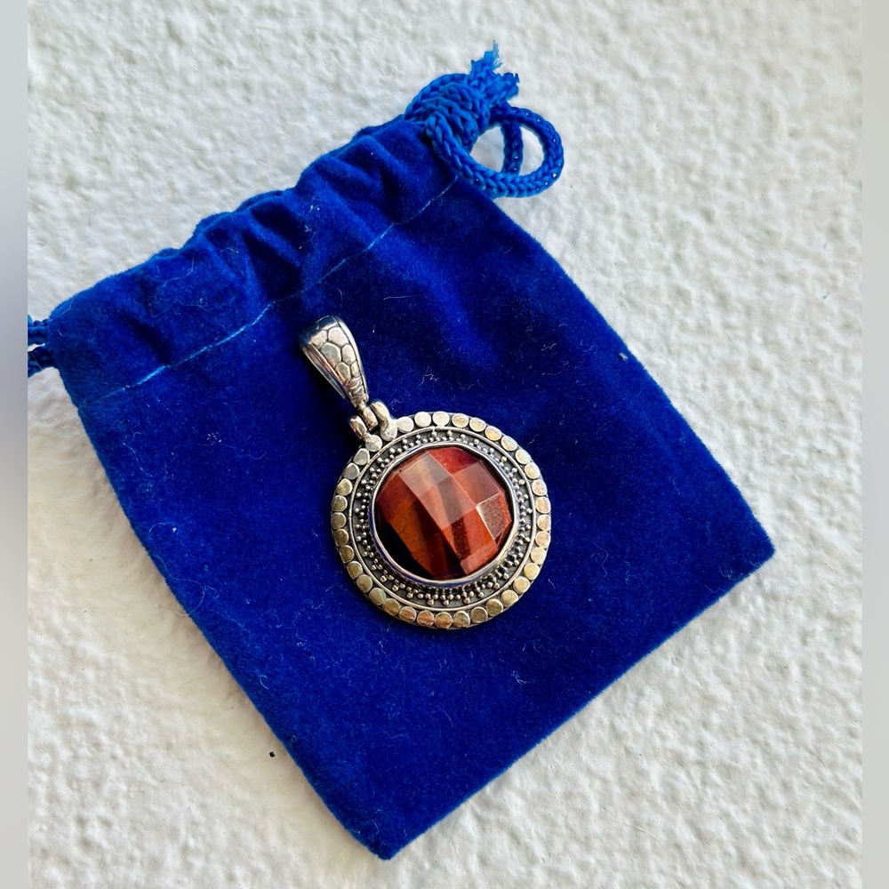 Village Silversmith Faceted Red Tigers Eye Pendant